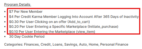 credit karma affiliate program details